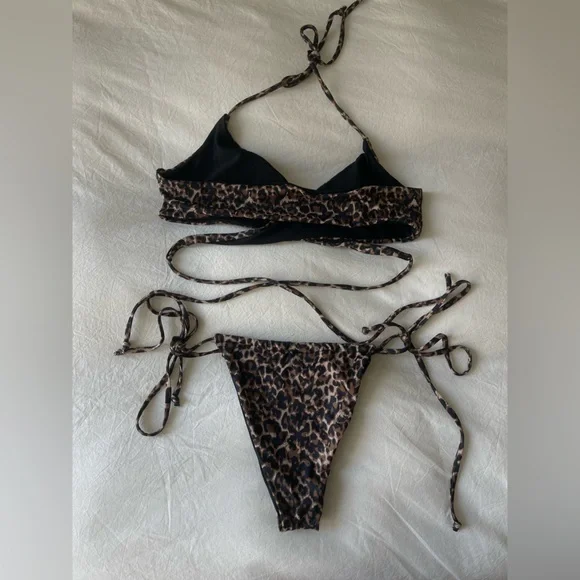 Leopard Print Bikini Swim Set, Medium - Picture 5 of 5